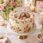 Personalised Edible Photo Floral Cake