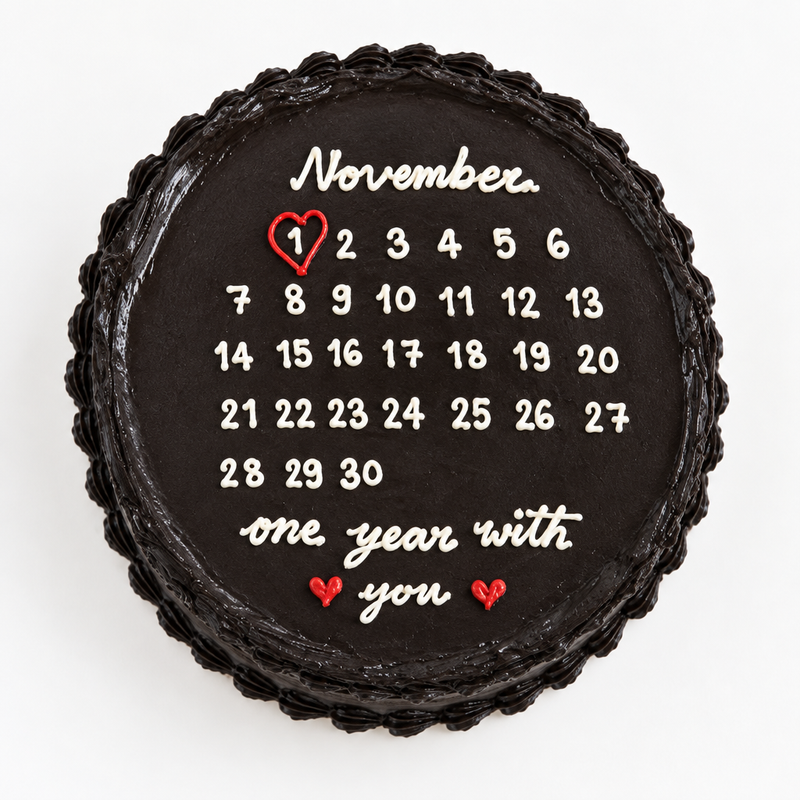 Illustrative close-up of November anniversary calendar cake
