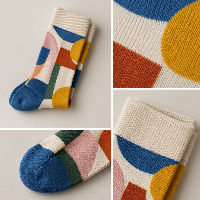 Close-up illustrative view of custom sock texture