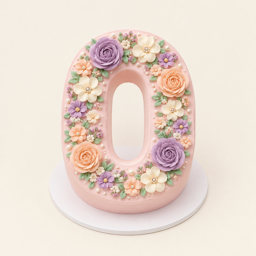 Pastel Floral Number Cake